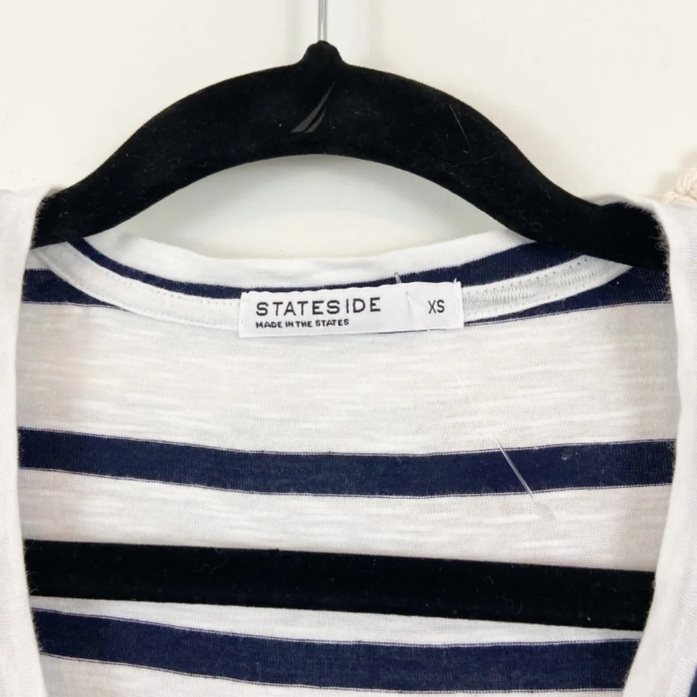 Stateside White Blue Striped Shirt Dress Sz XS - Picture 4 of 7